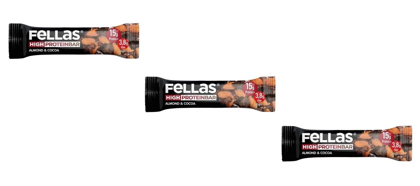 Fellas Yüksek Protein Bar - Bademli ve Kakaolu 45g (3 Adet)