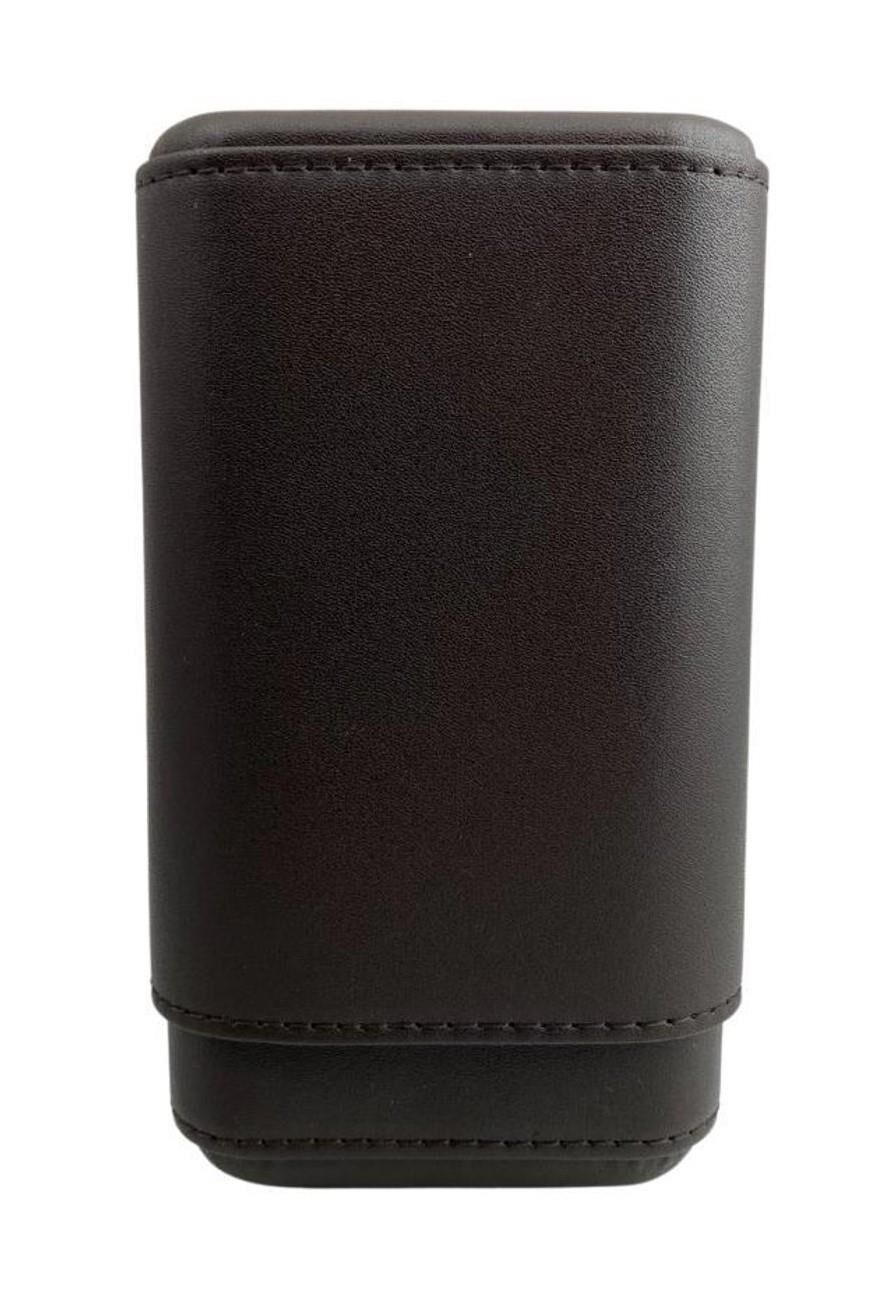 Parmida Deri Puro Kılıfı 3'lü - Seyahat Humidoru Koyu Kahverengi