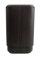 Parmida Deri Puro Kılıfı 3'lü - Seyahat Humidoru Koyu Kahverengi