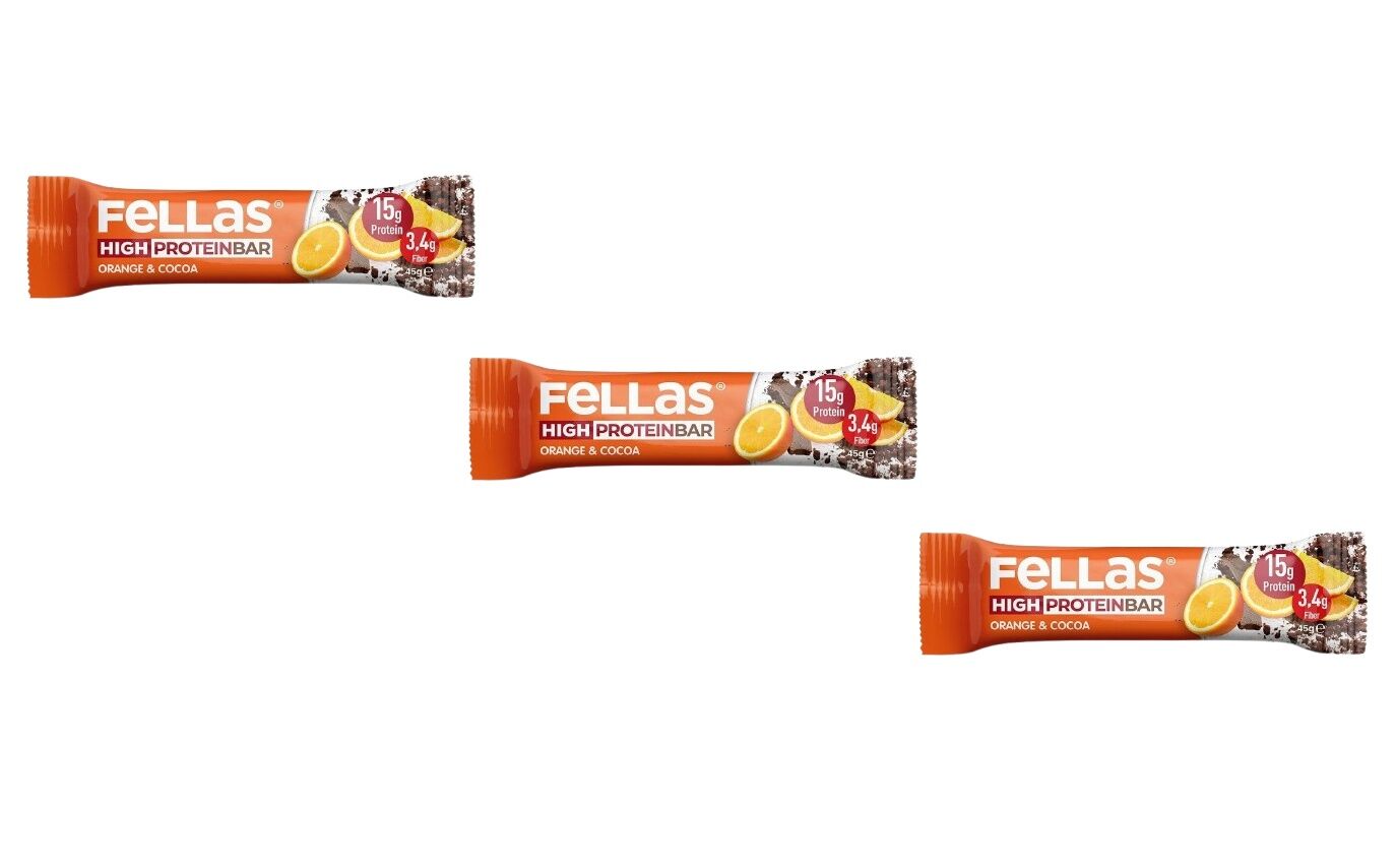 Fellas Yüksek Protein Bar - Portakallı ve Kakaolu 45g (3 Adet)