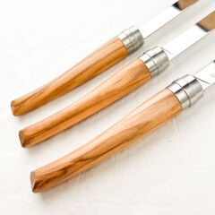 Opinel Chic 4'lü Et Bıçağı Seti - Zeytin Ağacı (Olive Wood)