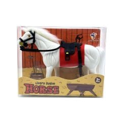 Livery Stable - Süvari Eyerli Beyaz Oyuncak At