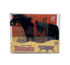 Livery Stable - Süvari Eyerli Siyah Oyuncak At