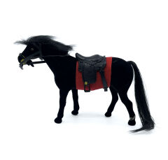 Livery Stable - Süvari Eyerli Siyah Oyuncak At