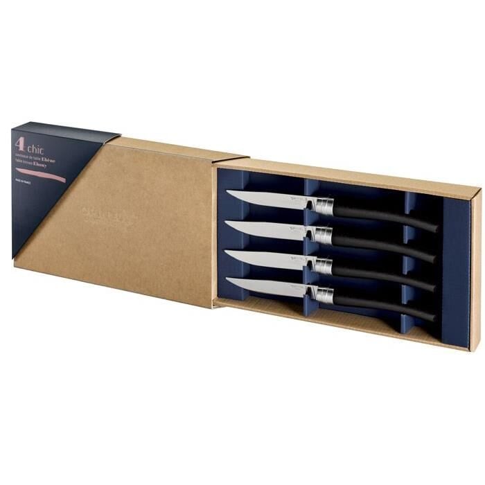 Opinel Chic 4'lü Et Bıçağı Seti - Abanoz Ağacı (Ebony)