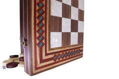 Masif Ahşap Sedef İşleme Marküteri Tavla Takımı