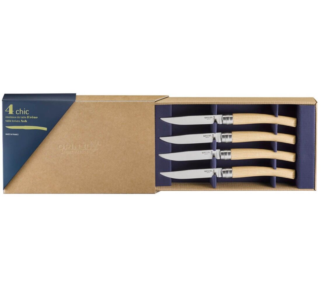 Opinel Chic 4'lü Et Bıçağı Seti - Dişbudak Ağacı (Ash Wood)