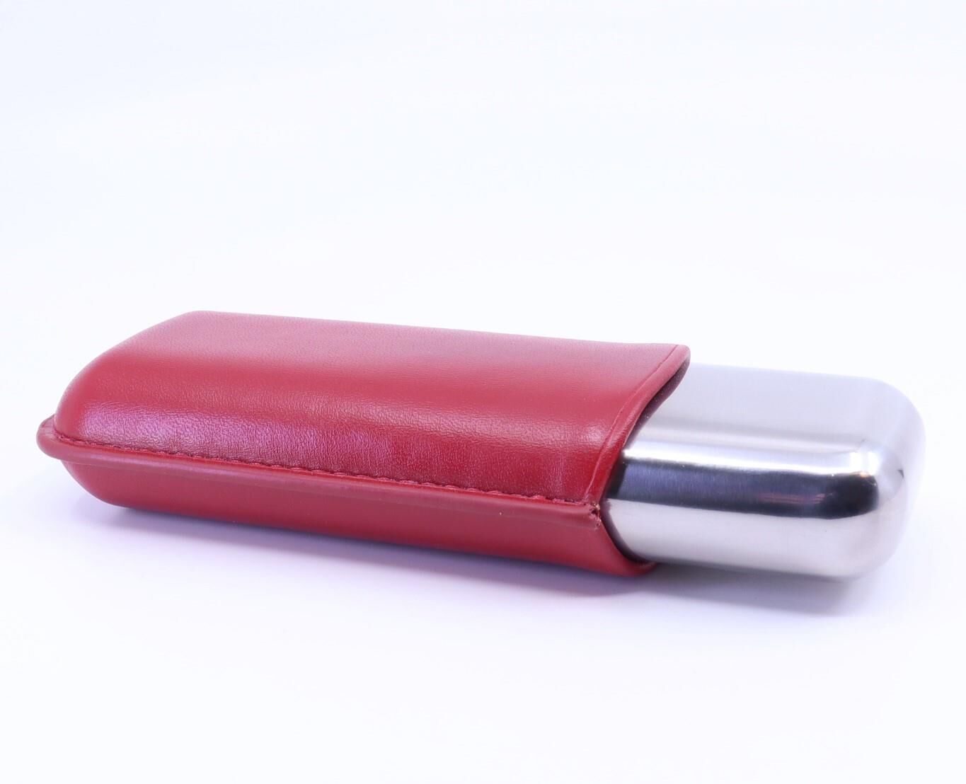 Parmida Kırmızı Deri Puro Kılıfı 2'li / Seyahat Humidoru