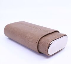 Parmida Kahverengi Deri Puro Kılıfı 3'lü - Seyahat Humidoru