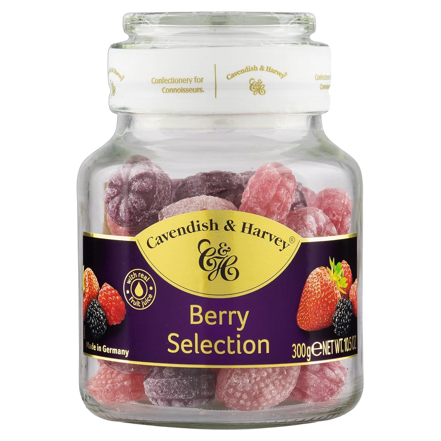 Cavendish & Harvey  Mixed Berry Hard Candy Drops/Karışık Orman Meyve Aromalı Şeker Cam Kavanoz 300 g