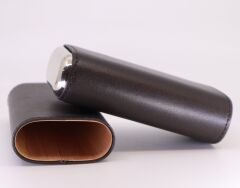 Parmida Koyu Kahverengi Deri Puro Kılıfı 3'lü - Seyahat Humidoru