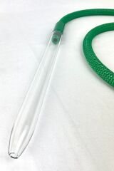 Cam Nargile Marpucu - Yeşil Hasır Örgü Kaplama Silikon Hortum