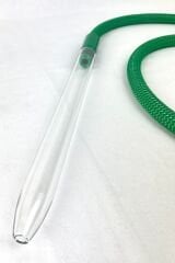 Cam Nargile Marpucu - Yeşil Hasır Örgü Kaplama Silikon Hortum