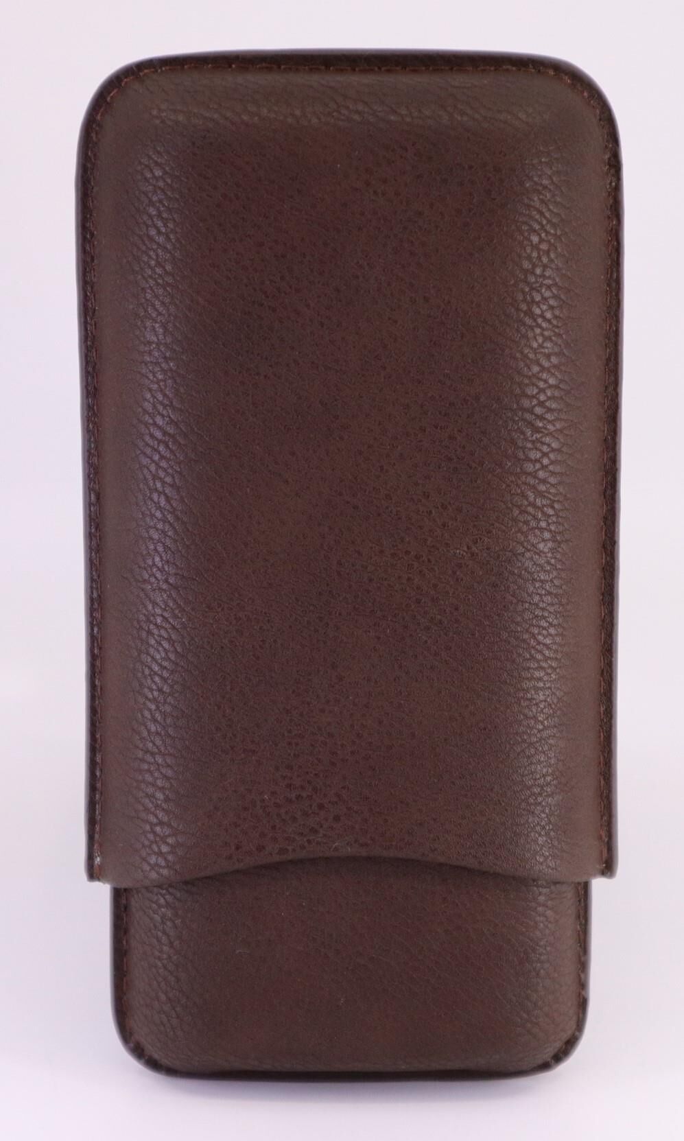 Parmida Kahverengi Flat Grain Deri Puro Kılıfı 3'lü - Seyahat Humidoru