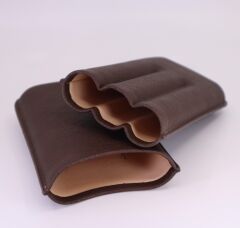 Parmida Kahverengi Flat Grain Deri Puro Kılıfı 3'lü - Seyahat Humidoru