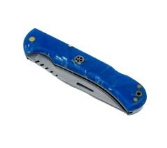 Özel Tasarım Mavi Epoksi Kabzeli Kamp ve Outdoor Çakısı – Mozaik Pim