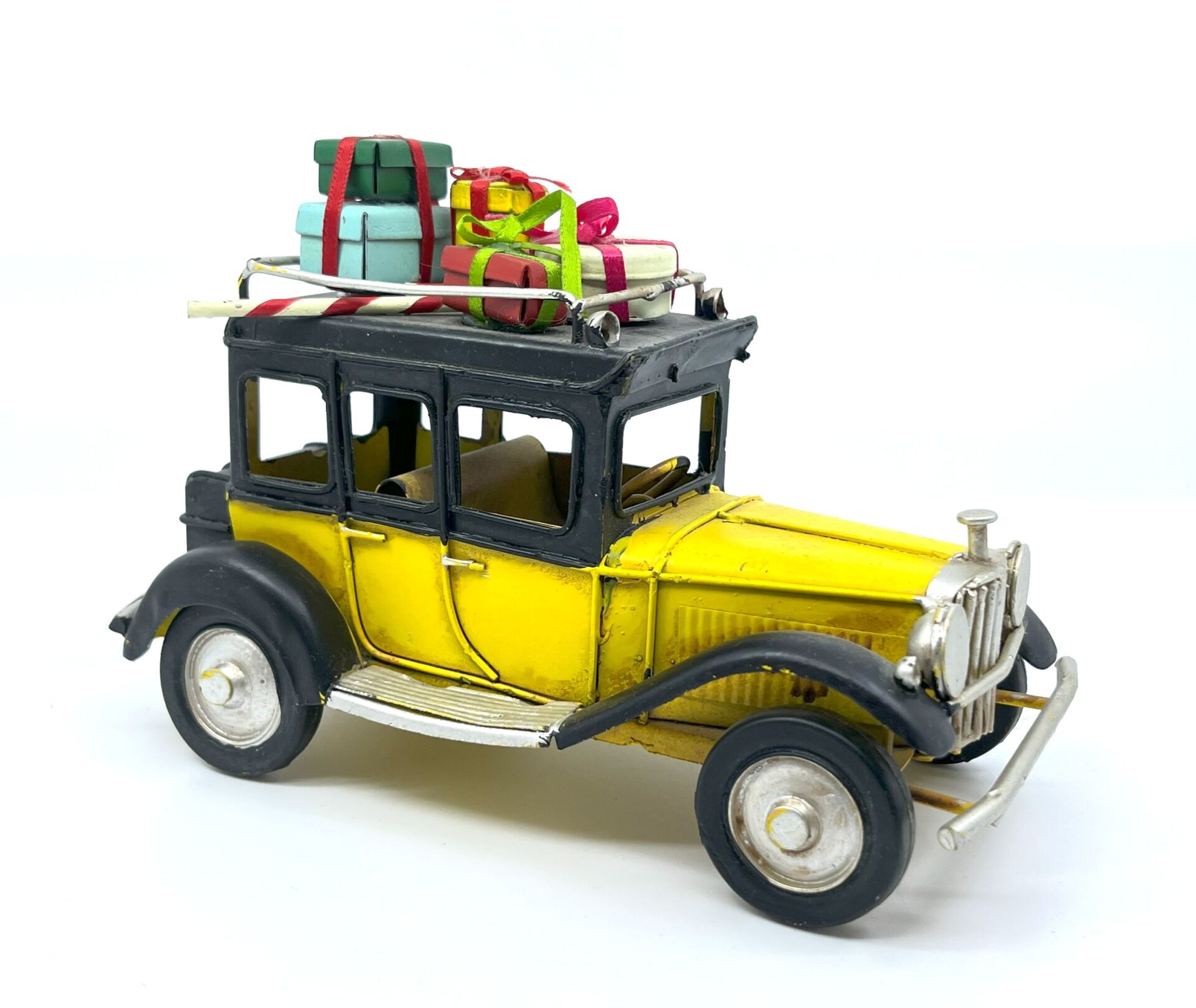 Dekoratif Metal Araba Hediye Paketi Yüklü - Sarı/Siyah