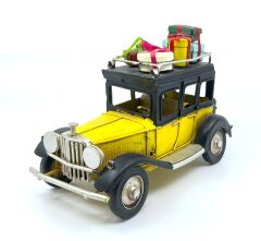 Dekoratif Metal Araba Hediye Paketi Yüklü - Sarı/Siyah