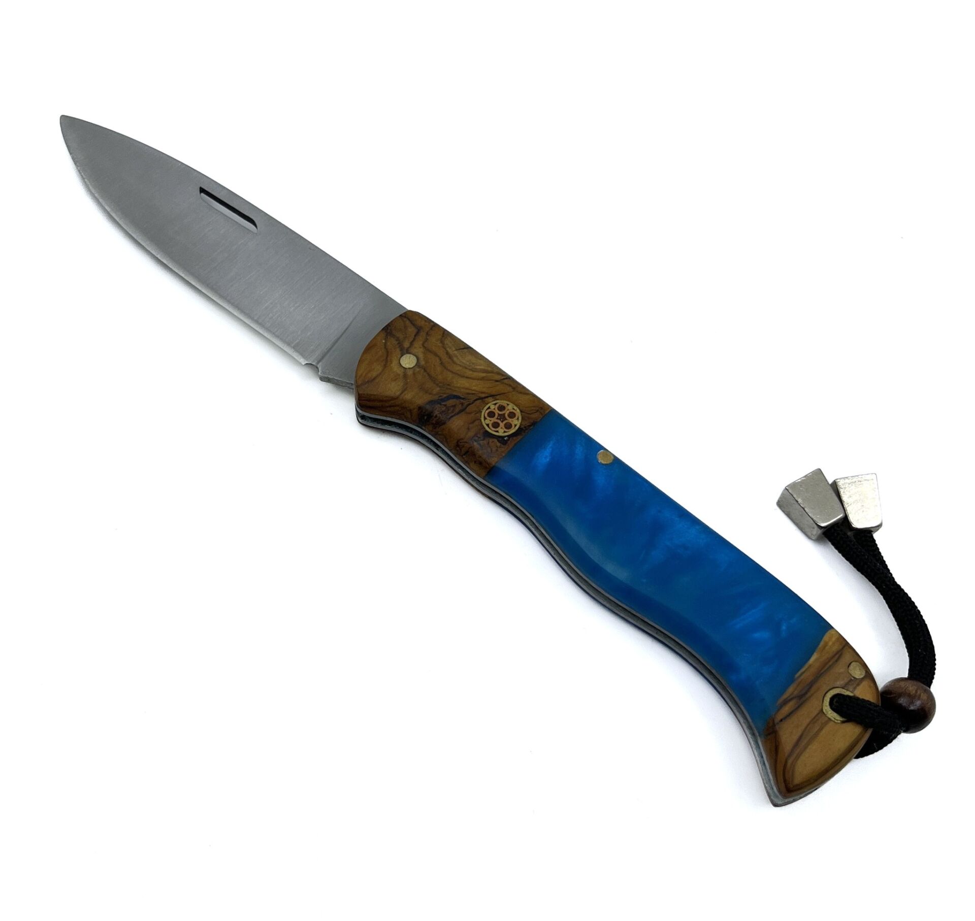 El Yapımı Kayar Eklemli (Slip-Joint) Çakı Mavi Sap