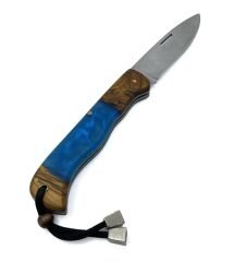 El Yapımı Kayar Eklemli (Slip-Joint) Çakı Mavi Sap