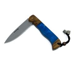 El Yapımı Kayar Eklemli (Slip-Joint) Çakı Mavi Sap