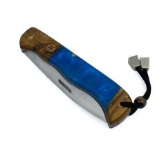 El Yapımı Kayar Eklemli (Slip-Joint) Çakı Mavi Sap