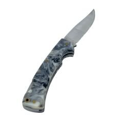 Mermer Desenli Saplı, Şık ve Kullanışlı Katlanır Çakı - Gri