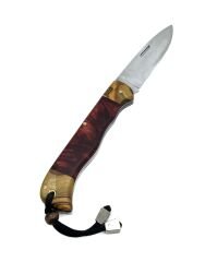 El Yapımı Kayar Eklemli (Slip-Joint) Çakı Bordo - Kahverengi Sap