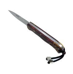 El Yapımı Kayar Eklemli (Slip-Joint) Çakı Bordo - Kahverengi Sap