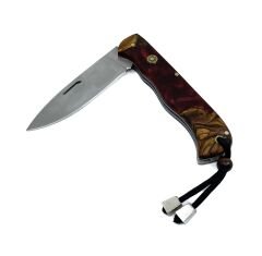 El Yapımı Kayar Eklemli (Slip-Joint) Çakı Bordo - Kahverengi Sap