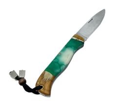 Akik Taşı Desenli Saplı, Şık ve Kullanışlı Katlanır Çakı - Zümrüt Yeşili