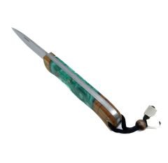 Akik Taşı Desenli Saplı, Şık ve Kullanışlı Katlanır Çakı - Zümrüt Yeşili