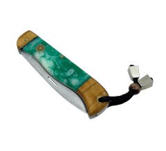 Akik Taşı Desenli Saplı, Şık ve Kullanışlı Katlanır Çakı - Zümrüt Yeşili