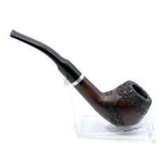 Pipsan İşlemeli Düz Pipo Metal Filtreli Ceviz