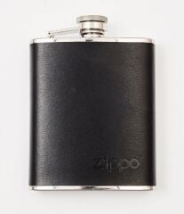Zippo Çelik Matara 177ml (6 OZ) - Siyah Deri Kaplama