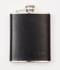 Zippo Çelik Matara 177ml (6 OZ) - Siyah Deri Kaplama