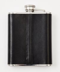 Zippo Çelik Matara 177ml (6 OZ) - Siyah Deri Kaplama