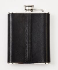 Zippo Çelik Matara 177ml (6 OZ) - Siyah Deri Kaplama