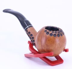 Dapper El Oyması Briar 9mm Filtreli Bent Billiard Pipo 0865