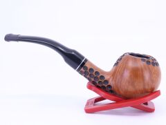 Dapper El Oyması Briar 9mm Filtreli Bent Billiard Pipo 0865