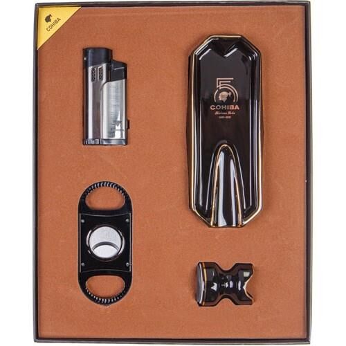 Cohiba Çakmak Kesici Küllük Sehpa Dörtlü Puro Seti (Siyah)