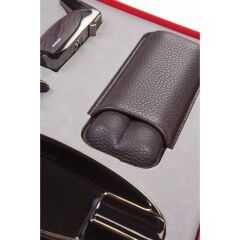 Parmida Çakmak Kılıf Sehpa Küllük Dörtlü Puro Seti (Siyah)