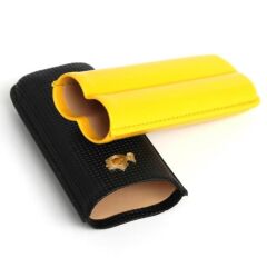 Cohiba Çakmak Kesici Kılıf Sehpa Dörtlü Puro Seti (Siyah-Sarı)