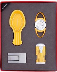 Parmida Çakmak Kesici Küllük Sehpa Dörtlü Puro Seti Sarı