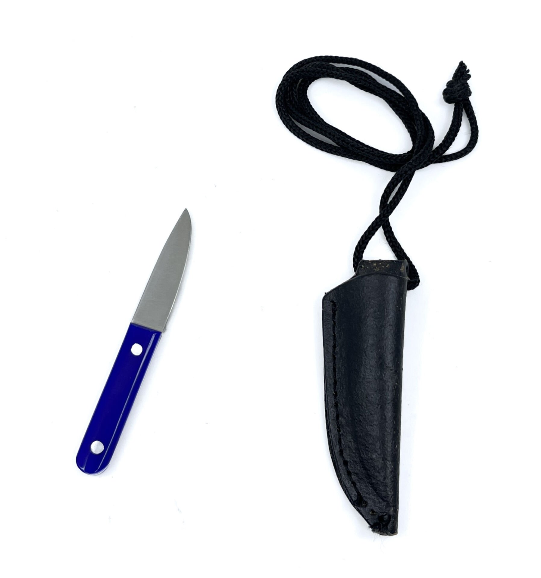 Kompakt ve Şık Mavi Saplı Mini Sabit Çakı (Boyun Çakısı)