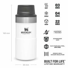 İnce Gövde Classic Trigger-Action Travel Mug 0,25 Litre(8,5 Oz) - Stanley Klasik Tek El Termos Bardak - Polar