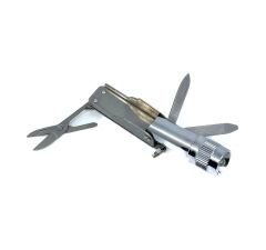 4'ü 1 Arada Çok Fonksiyonlu Mini Çakı Anahtarlık - Fenerli, Makaslı ve Törpülü EDC