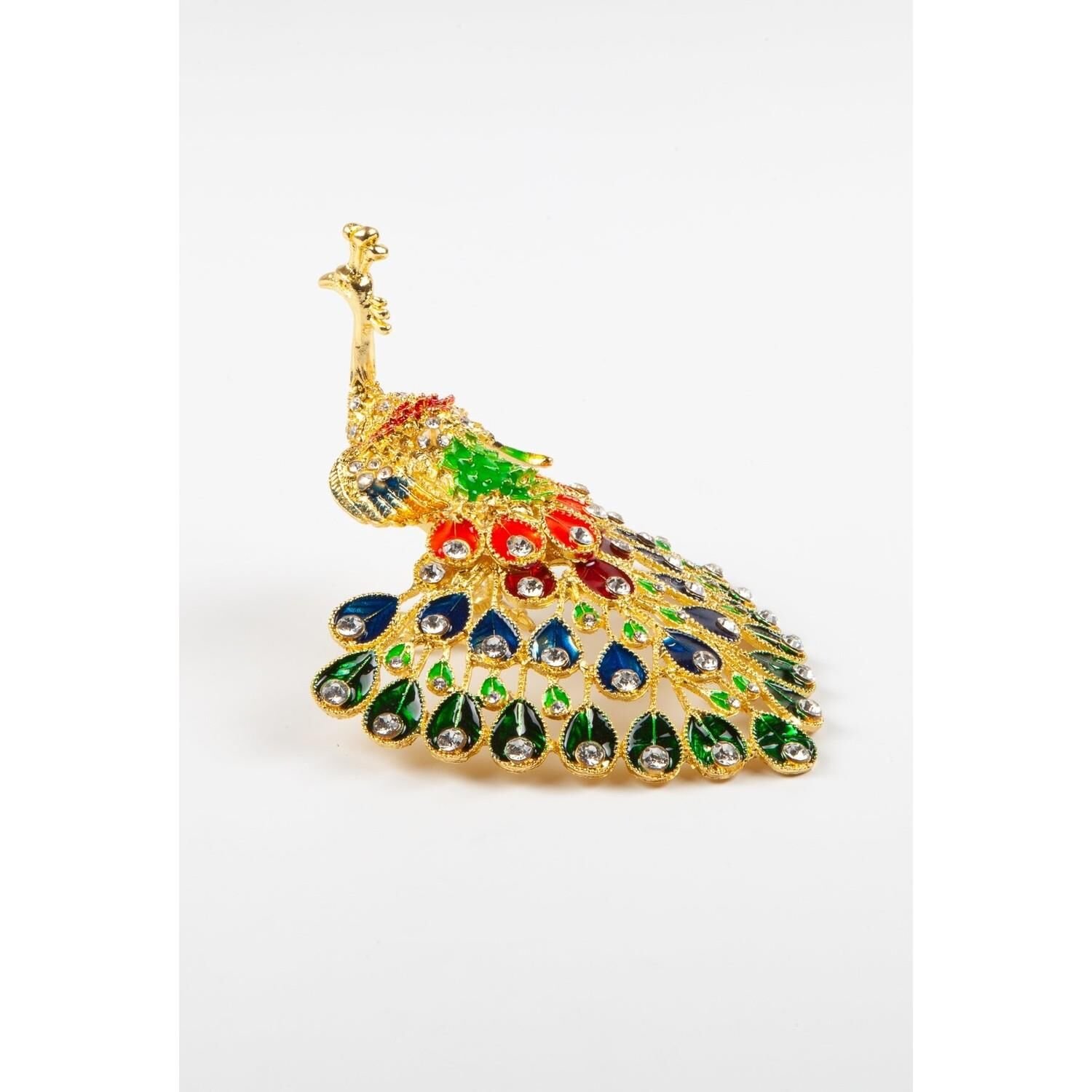 Swaroski Taşlı Tavuskuşu Mücevher Kutusu