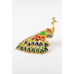 Swaroski Taşlı Tavuskuşu Mücevher Kutusu