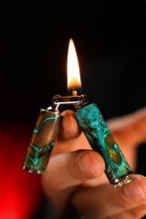 Caka Odkka Turquoise El Yapımı Ortadan Kırılan Benzinli Gemici (Muhtar) Çakmağı - Pirinç